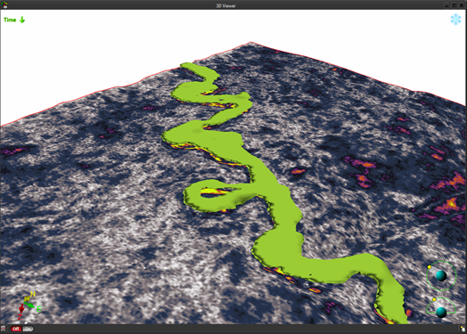 Figure 2: Geobody is built by interpolating between mapped polygons on these above horizons.