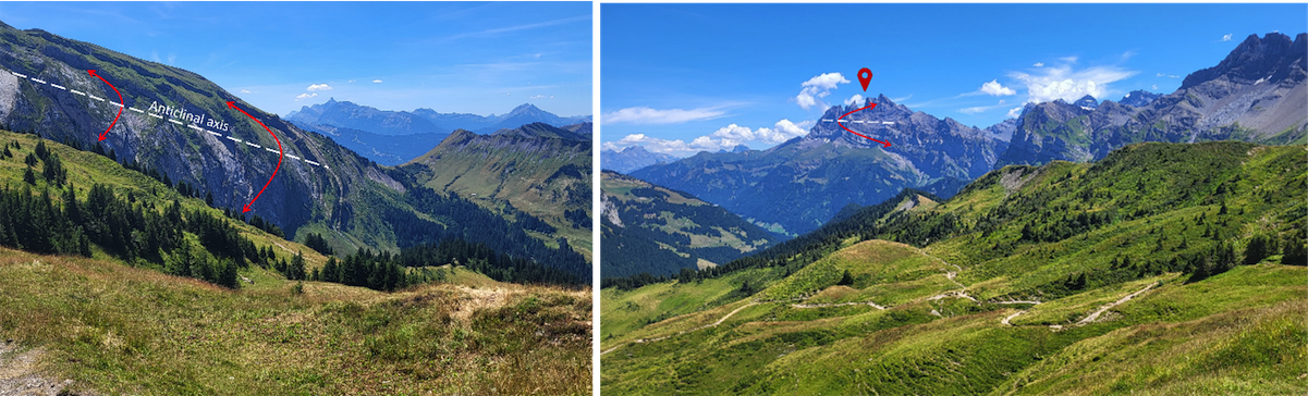 Left: Bostan Anticline (74 – Haute-Savoie) / Right: Rossétan Anticline - Les Dents du Midi (North face) (Valais Suisse)
